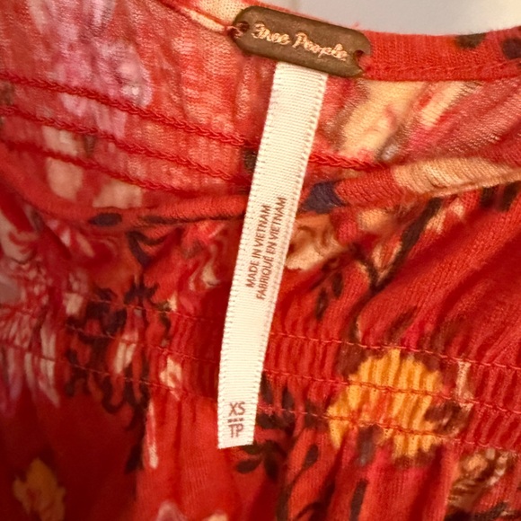 Free People | Orange Floral Dahlia Scoop-Back Boho Babydoll Top Women's X-Small - Picture 4 of 6